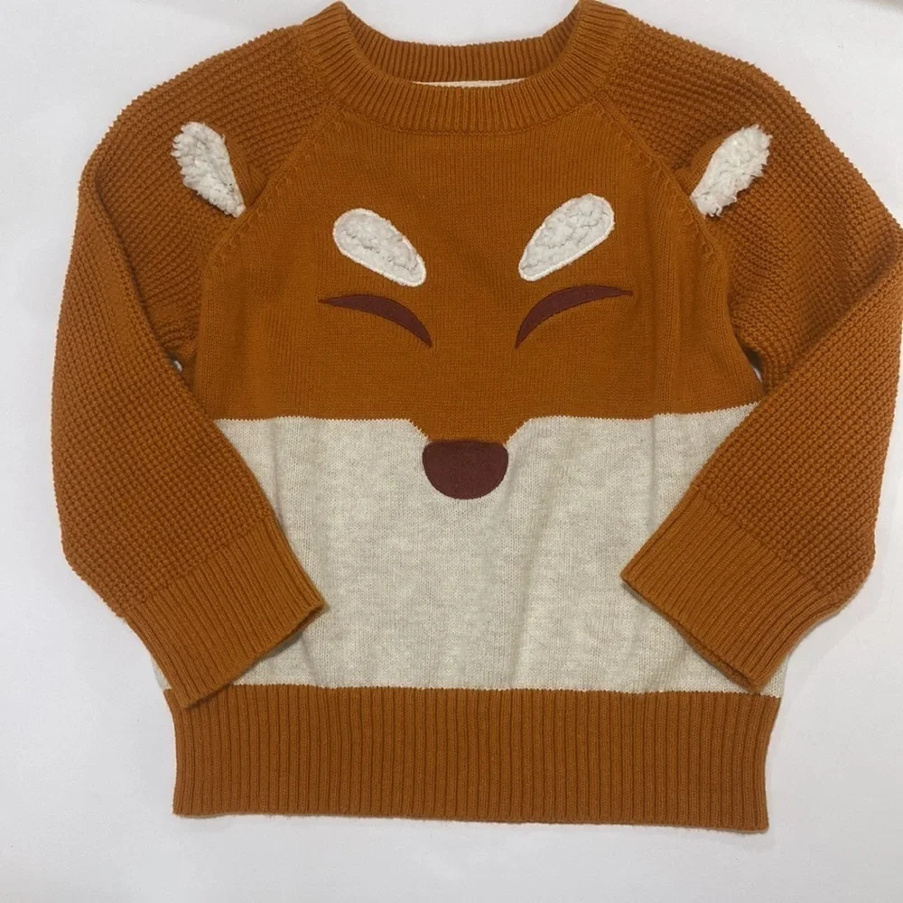 LIKE NEW ✨CAT AND JACK 🤎fox 🦊 knitted sweater
